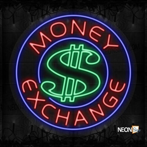 Money Exchange with $ logo and blue circle border LED Flex