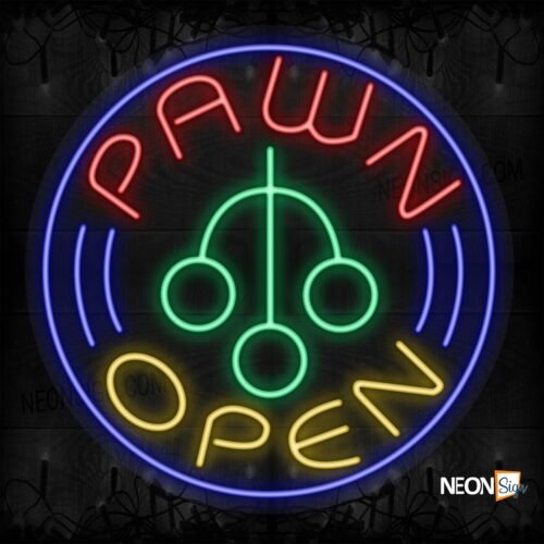 Pawn Open with logo and blue circle border LED Flex
