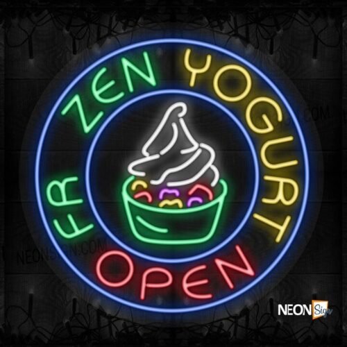 Frozen yogurt open with logo and blue circle border LED Flex
