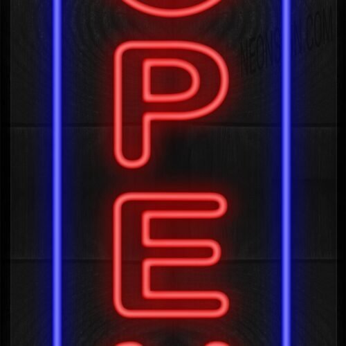 Vertical Double Stroke Open with Blue Border LED Flex