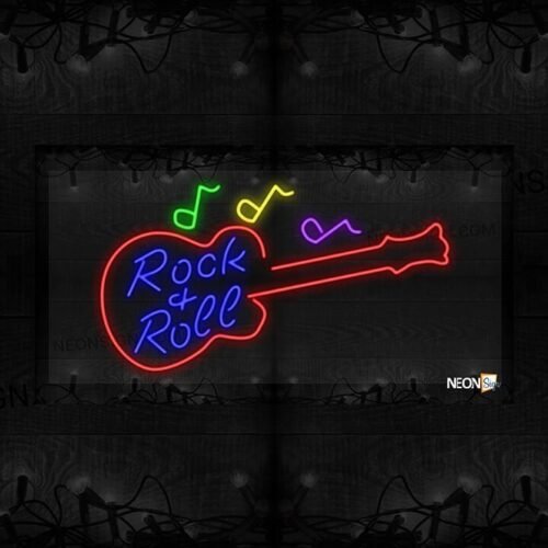 Rock & Roll with Guitar and Musical Notes LED Flex