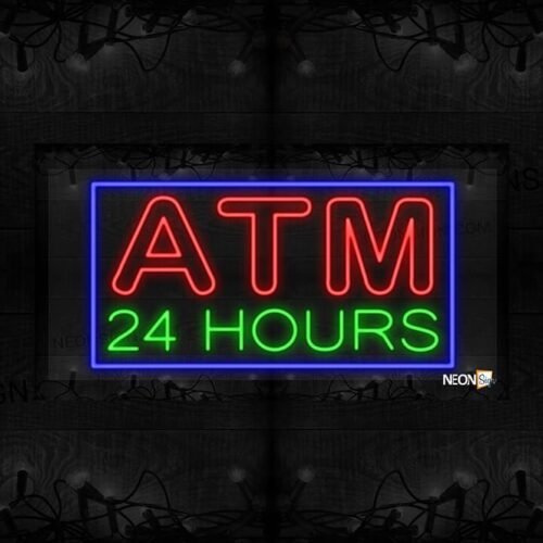 ATM 24 Hours with Blue Border LED Flex