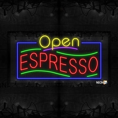 Open Espresso with Green and Blue Lines and Blue Border LED Flex