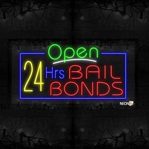 Open 24 Hrs Bail Bonds with Blue Border LED Flex