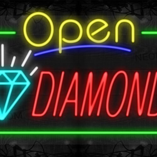 Open Diamonds with Shining Diamond Image and Green Border LED Flex