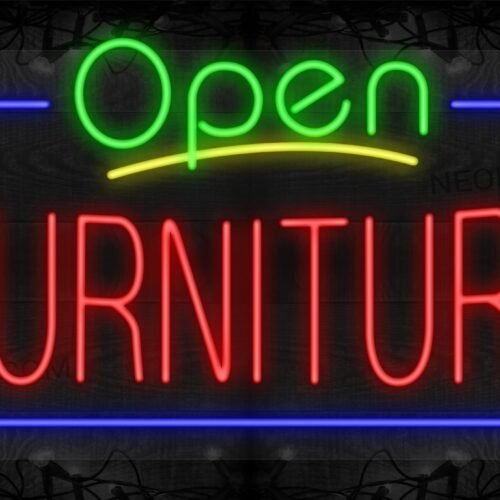 Open Furniture with Blue Border LED Flex Sign