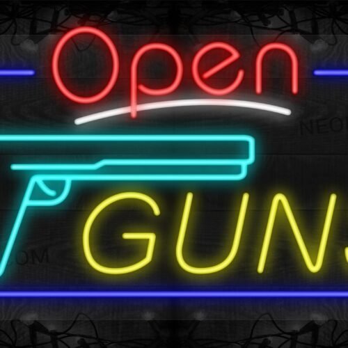 Open Guns with Image and Blue Border LED Flex Sign
