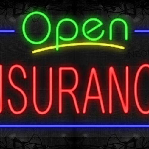 Open Insurance with Blue Border LED Flex Sign