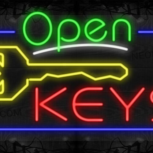 Open Keys with Image and Blue Border LED Flex Sign
