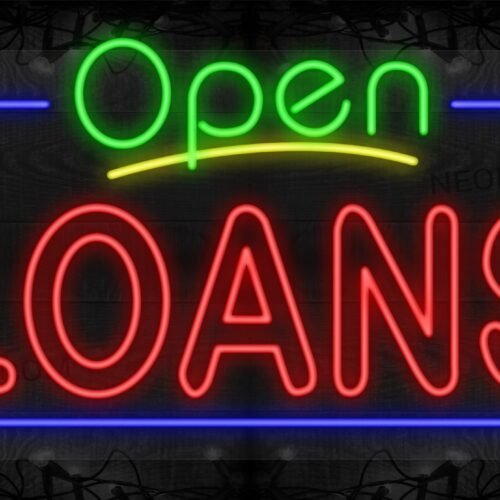 Open Loans (Double Stroke) with Blue Border LED Flex Sign