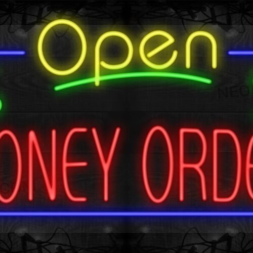 Open Money Order with Dollar Signs and Blue Border LED Flex Sign
