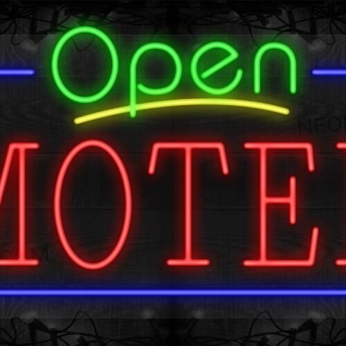 Open Motel with Blue Border LED Flex Sign