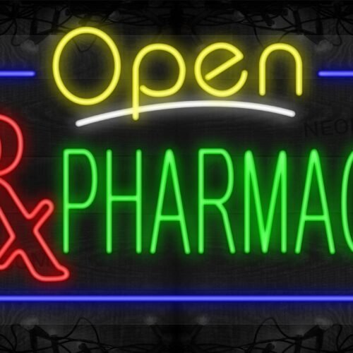 Open Rx Pharmacy with Blue Border LED Flex Sign