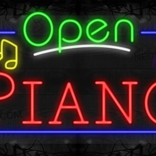 Open Piano with Musical Notes and Blue Border LED Flex SIgn