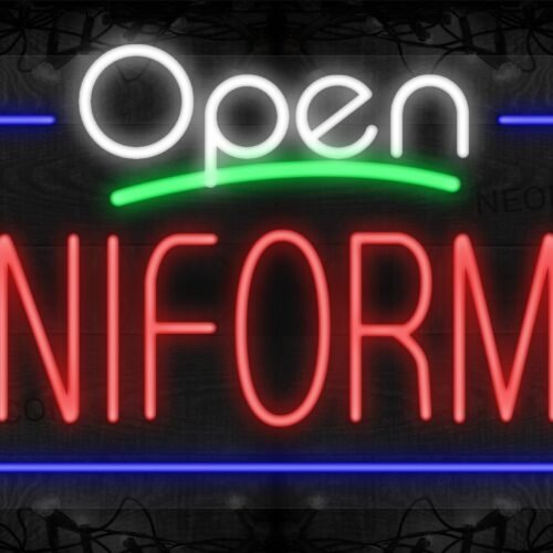 Open Uniforms with Blue Border LED Flex Sign
