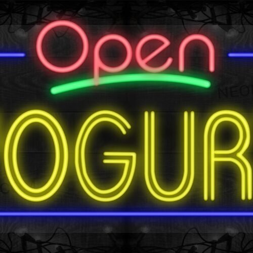 Open Yogurt (Double Stroke) with Blue Border LED Flex Sign