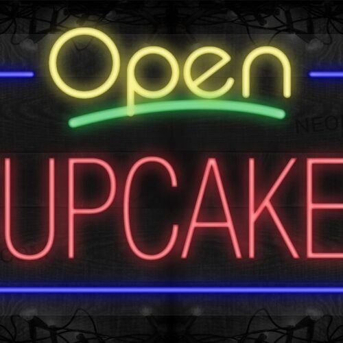 Open Cupcakes with Blue Border LED Flex Sign