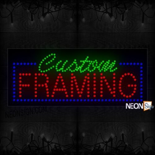Custom Framing With Blue Border LED Bulb
