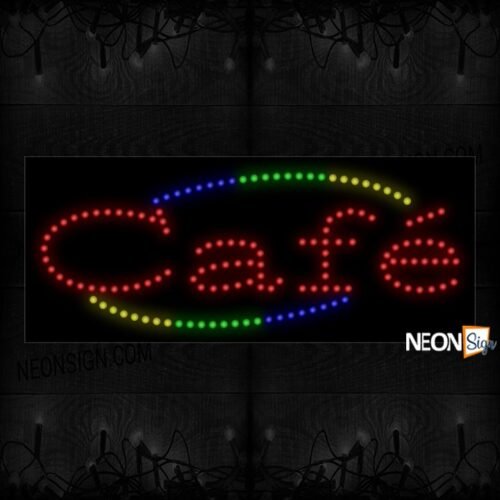 Cafe In Red With Colorful Arc Border LED Bulb