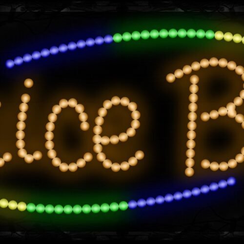 Juice Bar in orange with colorful arc border LED Bulb