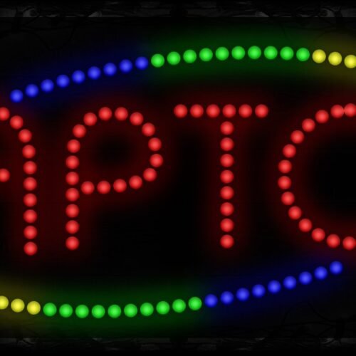 Laptop in red with colorful arc border LED Bulb