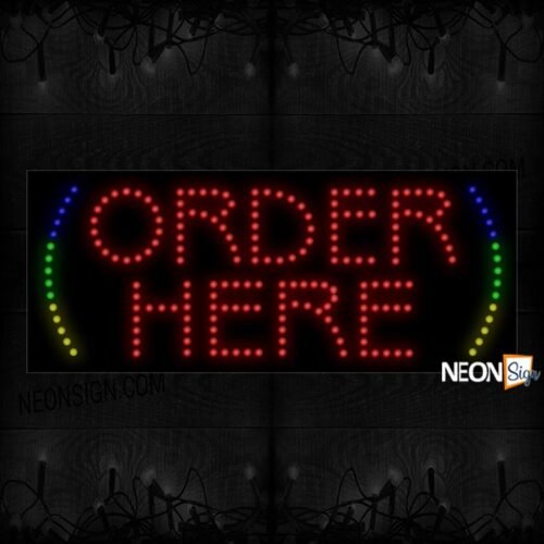 Order Here In Red With Colorful Arc Border LED Bulb