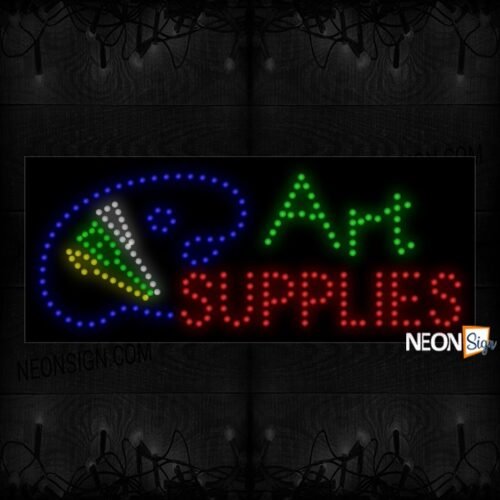 Art Supplies in green and red With Logo LED Bulb