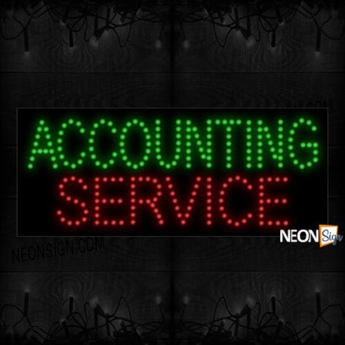 Accounting Service in green and red LED Bulb
