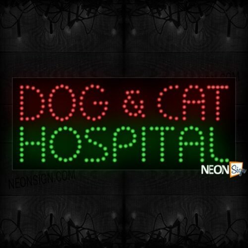 Dog & Cat Hospital in red and green LED Bulb