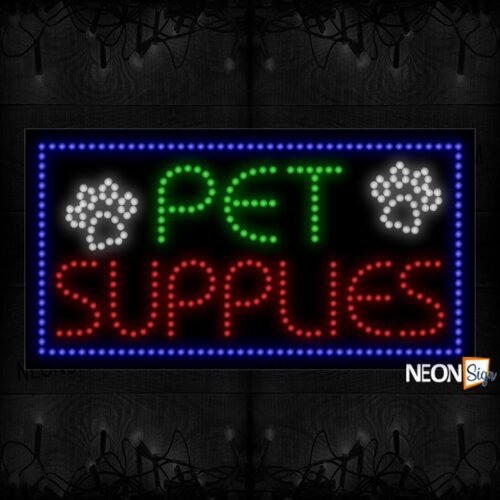 Pet Supplies With Blue Border And Dog'S Foot Print Logo LED Bulb