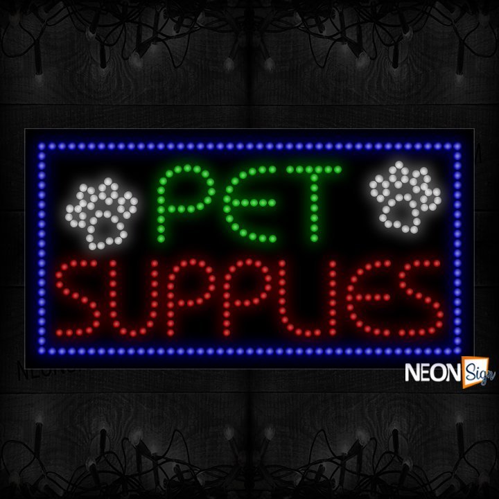 Pet Supplies With Blue Border And Dog'S Foot Print Logo LED Bulb