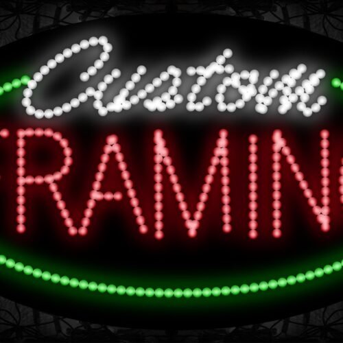 Custom Framing With Green Oblong Border LED Bulb