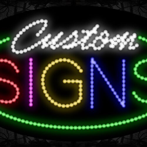 Custom SIGNS With Green arc border LED Bulb