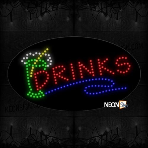 Drinks With Curve Line And A Glass With Straw LED Bulb