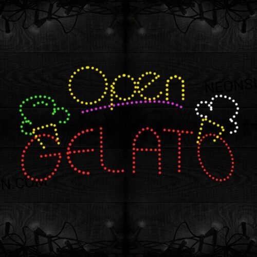 Open Gelato With Ice Cream Cone Logo LED Bulb