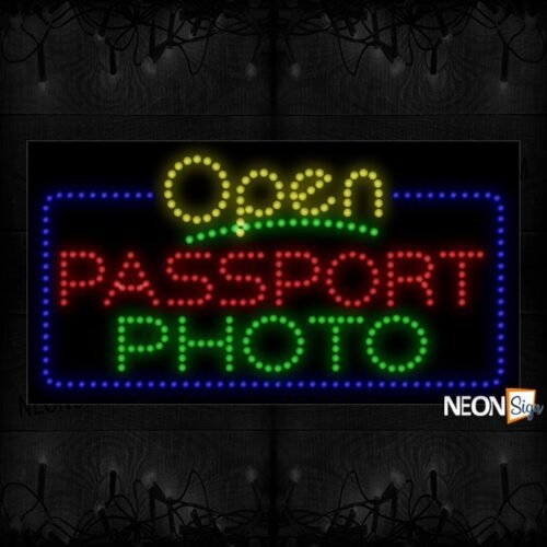Open Passport Photo With Blue Border LED Bulb