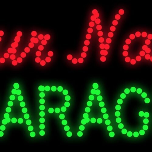 Your Name Garage With Line LED Bulb