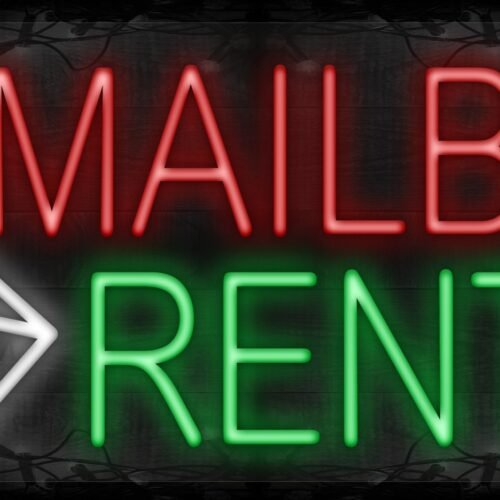 Mailbox Rental in red and green with mail logo LED Flex