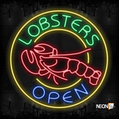 Lobster Open with logo and yellow circle border LED Flex
