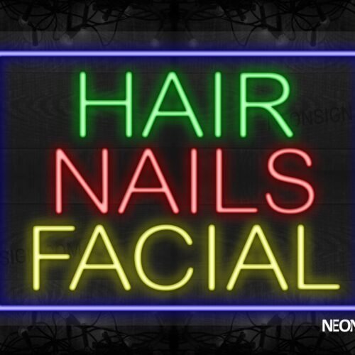 Hair Nails Facial with blue border LED Flex