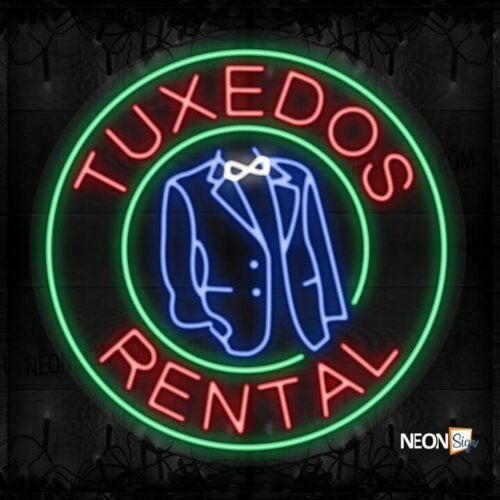 Tuxedos Rental with logo and green circle border LED Flex