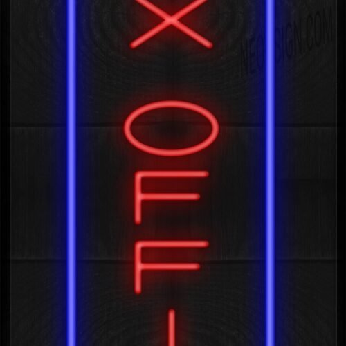 Vertical Box Office with Blue Parallel Lines LED Flex
