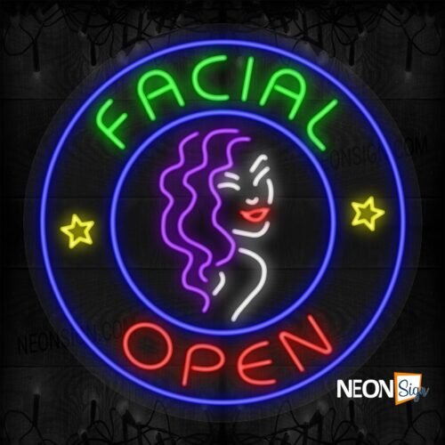 Facial Open Woman with Blue Round Border LED Flex