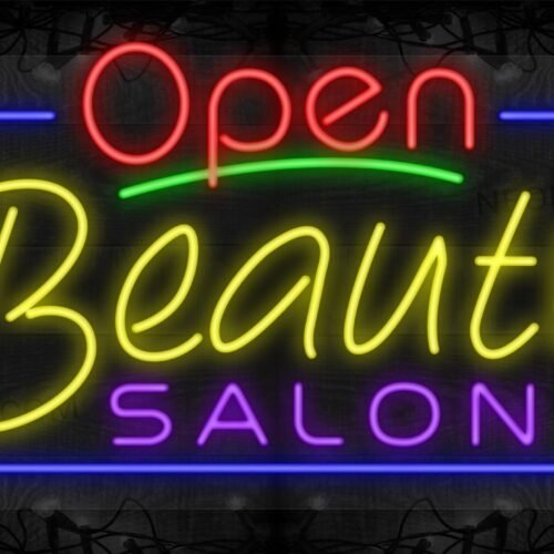 Open Beauty Salon with Blue Border LED Flex