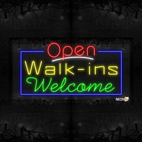 Open Walk-Ins Welcome with Blue Border LED Flex