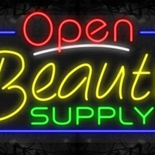 Open Beauty Supply with Blue Border LED Flex