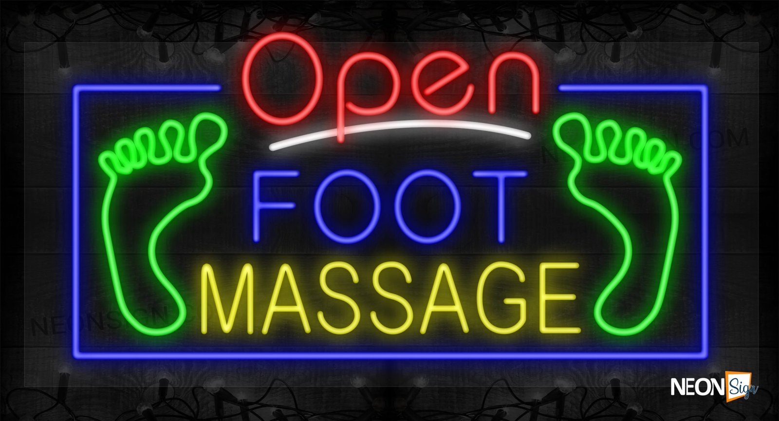 Open Foot Message with Feet Images on the Side and Blue Border LED Flex Sign