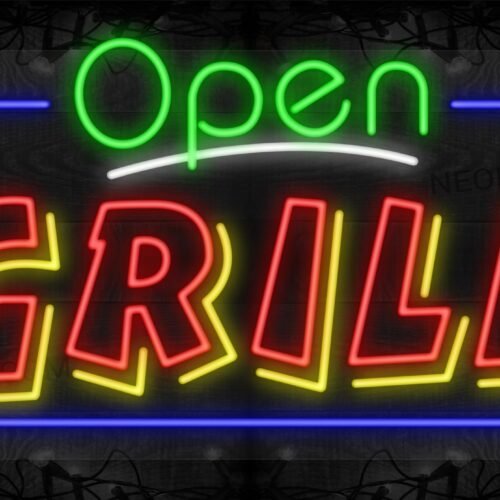 Open Grill (Double Stroke) with Blue Border LED Flex Sign