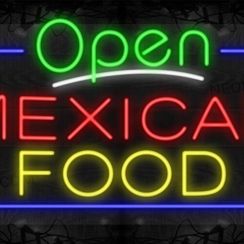 Open Mexican Food with Blue Border LED Flex Sign