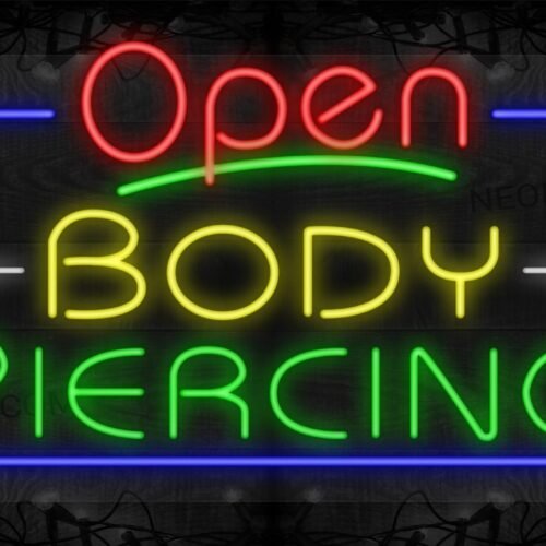 Open Body Piercing with Blue Border LED Flex Sign